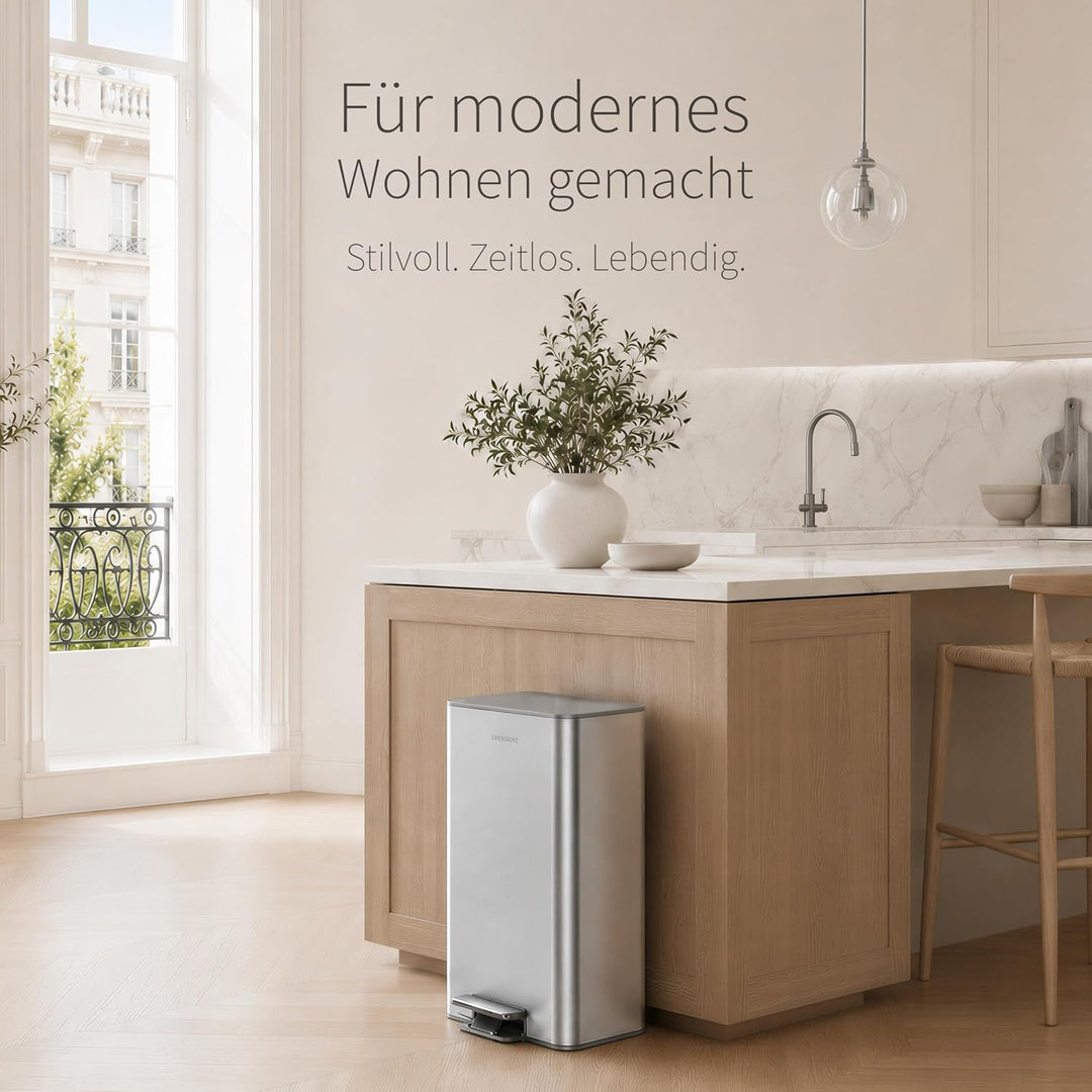 EverGrove Recycling Edelstahl-Mülleimer mit Fusspedal Silber, Silber