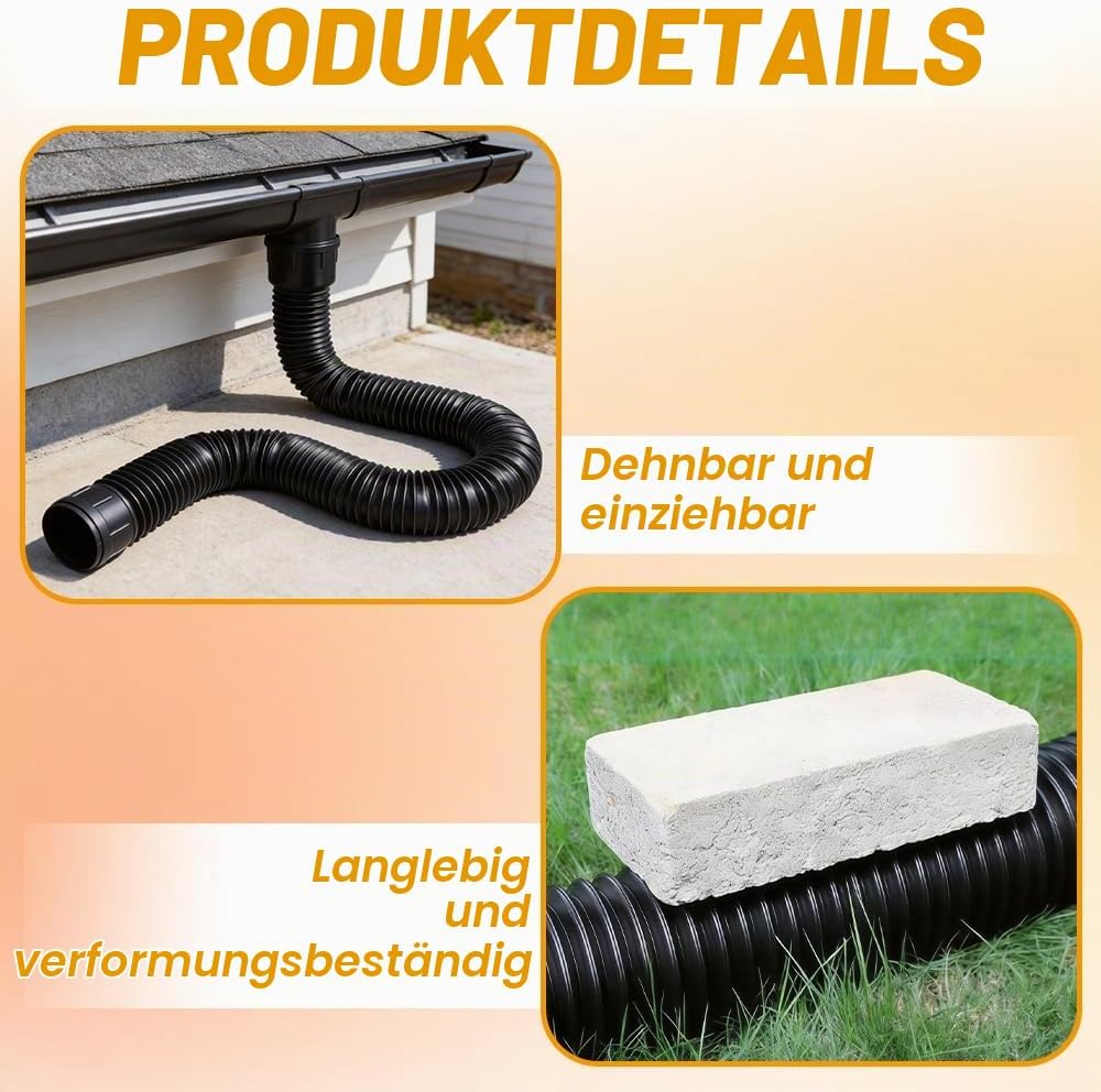Dachrinne Flexible Fallrohr Verlängerung, Rundes Regenrinnen Fallrohr Ablauf Dachrinnen für Fallrohr