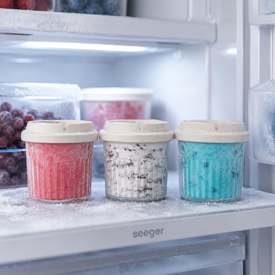 Seeger CompactCream 5-in-1 Kompakte Eismaschine mit 3 Dessertbechern CompactCream Eismaschine, Compa