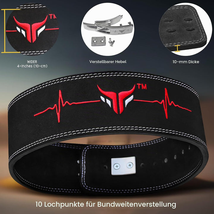 Mytra Fusion gewichthebergürtel with Lever Buckle gewichthebergürtel herren and damen 4" breit Echte