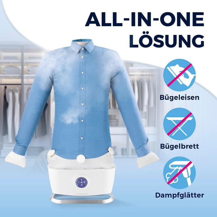 CLEANmaxx automatischer Hemdenbügler mit Dampffunktion | Innovativer Bügler für Hemden &amp; Blusen, Büg