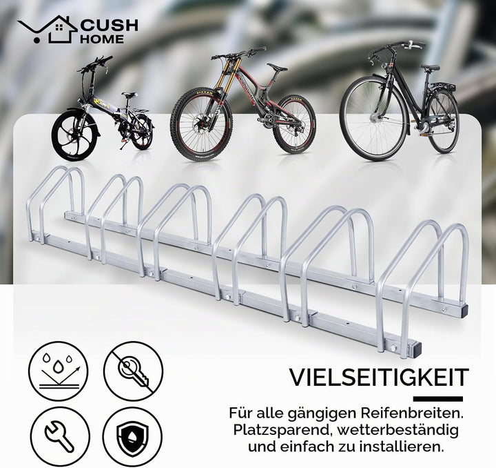 CCLIFE Fahrradständer Boden für 6 Fahrräder mit Reifenbreiten bis 55 mm Eisen Fahrradhalter 160 x 32