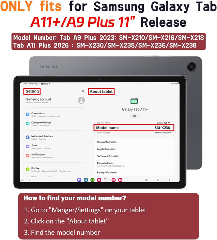 AVAWO Kinder Hülle für Samsung Galaxy Tab A9+/A9 Plus 11 Zoll 2023 Hülle, mit Band, stossfest, leich