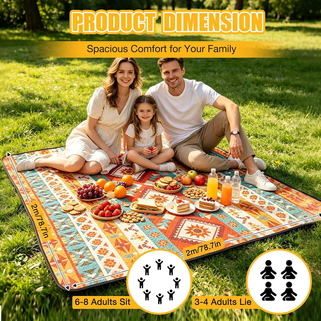 Picknickdecke wasserdicht,Extra grosse Picknickmatte 200x200 cm, sandabweisend waschbar Camping Stra