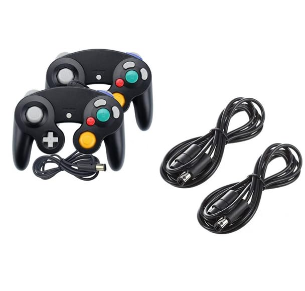 2 Controller Schwarz + Verlängerungskabel für Nintendo Game Cube Controller Schwarz GC Verlängerung