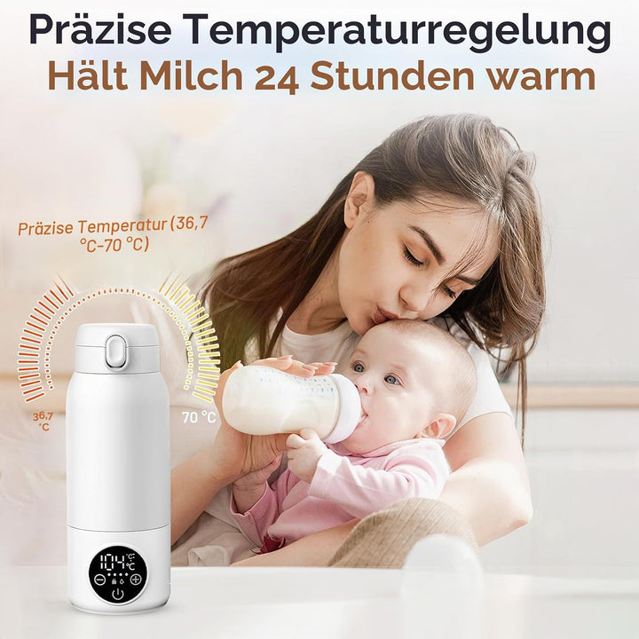 Tragbarer Flaschenwärmer Baby für Unterwegs, Zwei Heizmodi für Muttermilch und Wasser, Schnelles Auf