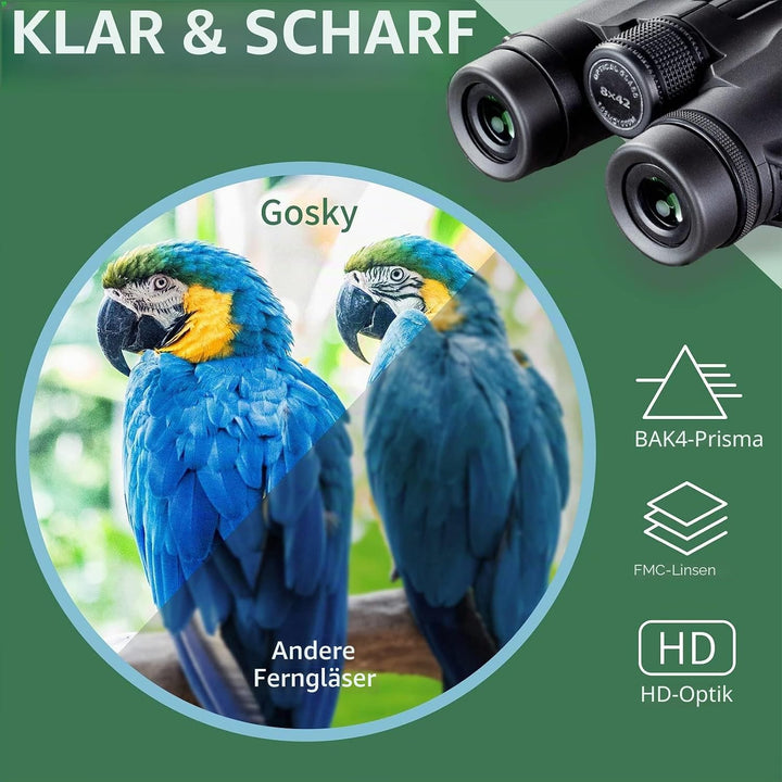 Gosky 8 x 42 Dachprismen-Fernglas für Erwachsene, HD-Fernglas für Vogelbeobachtung, Reisen, Sternenb