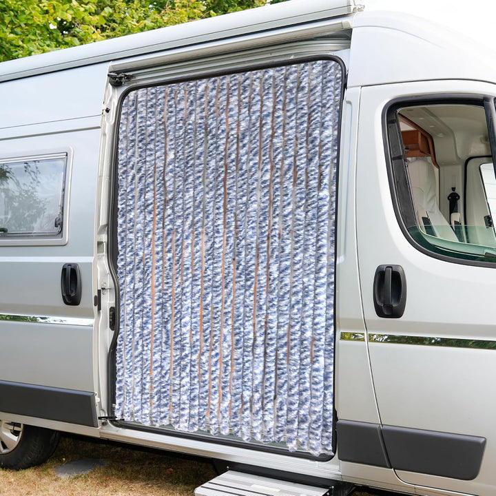 LEMODO Türvorhang Wohnwagen, Flauschvorhang 90x200 cm, Camping Vorhang als Fliegengitter für die Tür