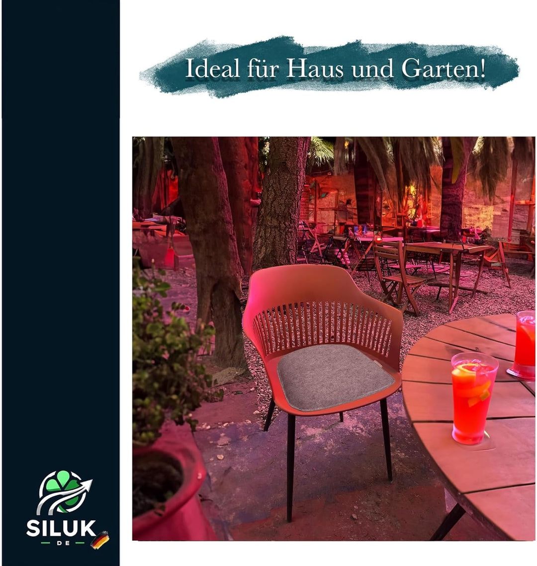 SILUK gemütliches Sitzkissen aus Filz 40cm x 40 cm - Komfortable Waschbare - 4er Set Grau I Schwarz