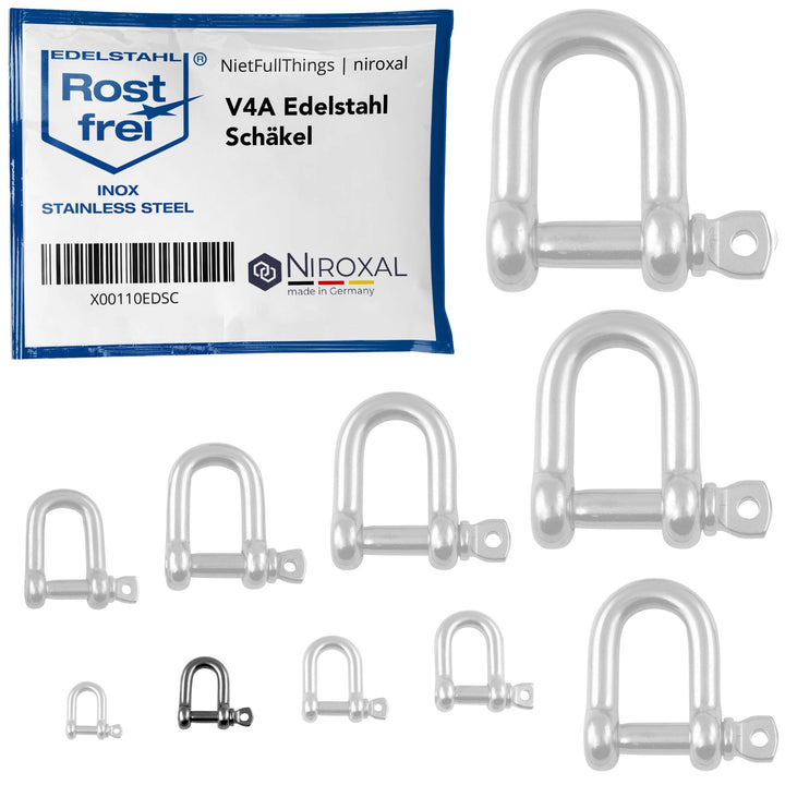 50 Stueck 5-mm Edelstahl Rund-Scheakel aus V4A kurze gerade robuste Form Bruchlast 1.000 kg Schäkel