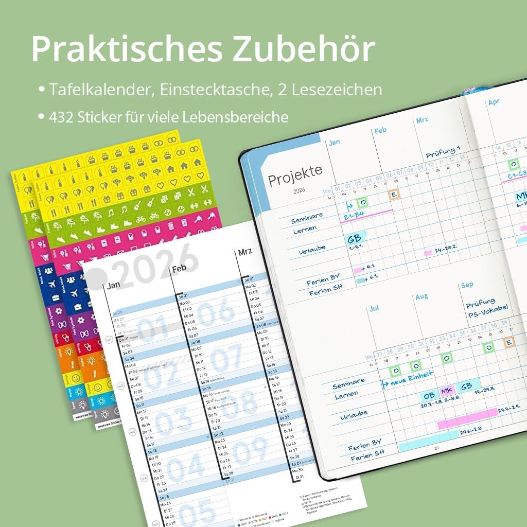 weekview compact note – der clevere Wochenplaner! Personal Organizer mit grossem Notizteil A6+ Leseb