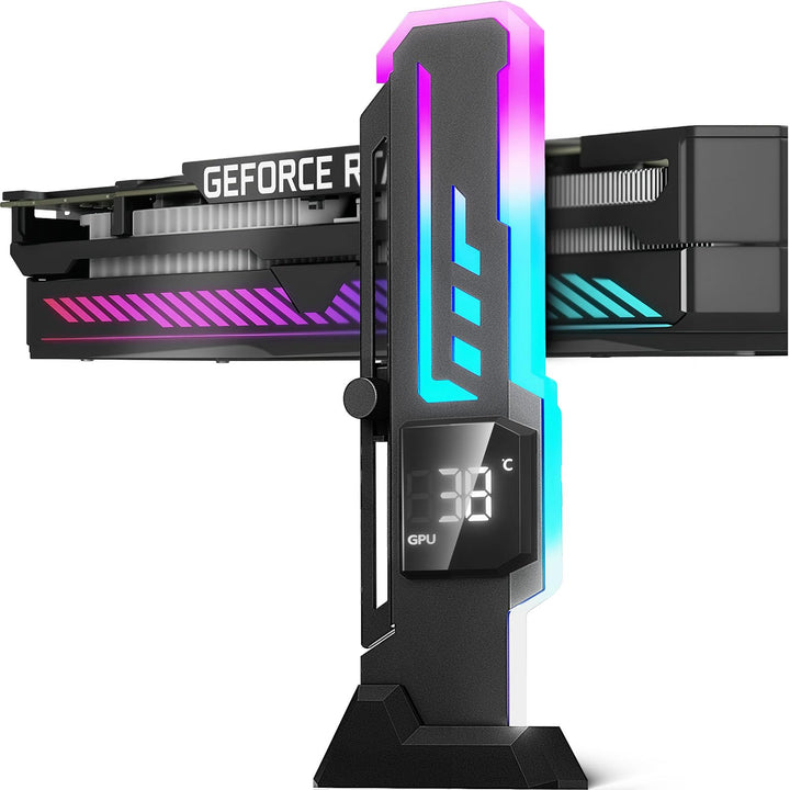 X7-Pro Grafikkarten-Halterung mit CPU/GPU-Display, ARGB, Schwarz