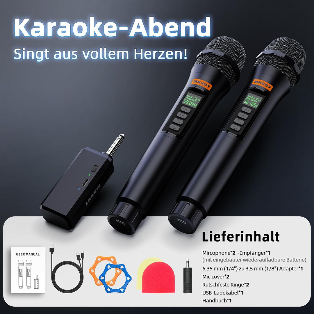 MRSDY Wiederaufladbare drahtlose Mikrofone mit Lautstärkeregelung