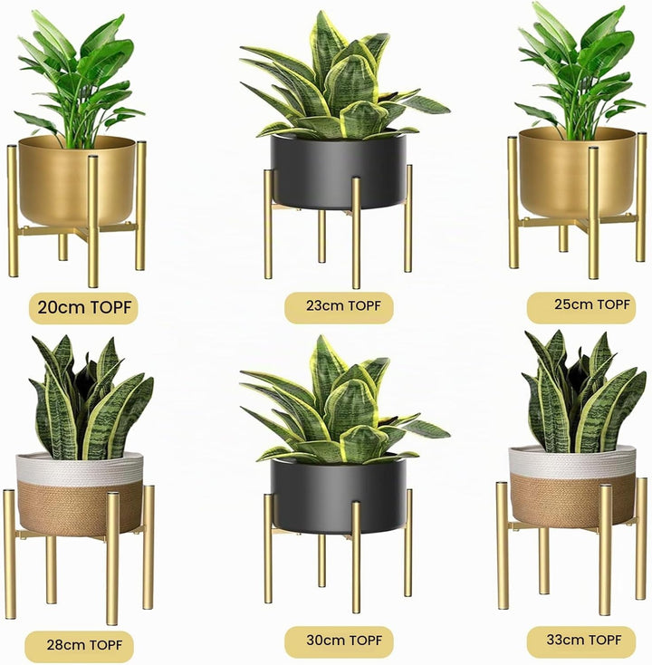 2pcs Verstellbarer Pflanzenständer aus Metall Gold, 21cm-35cm Blumenständer Plant Stand, Blumenständ