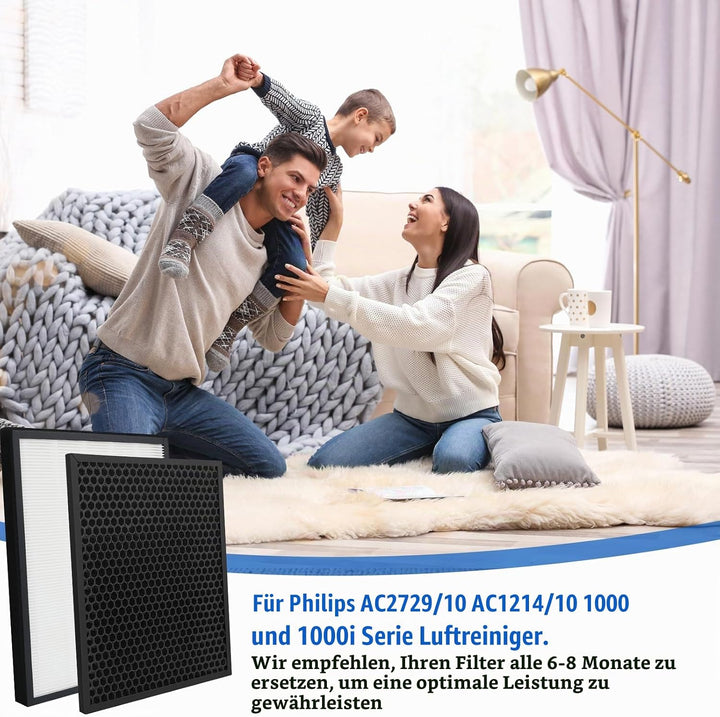 iAmoy Ersatz FY1410/30 True HEPA und FY1413/30 Aktivkohlefilter Kit Kompatibel mit Philips AC2729/10