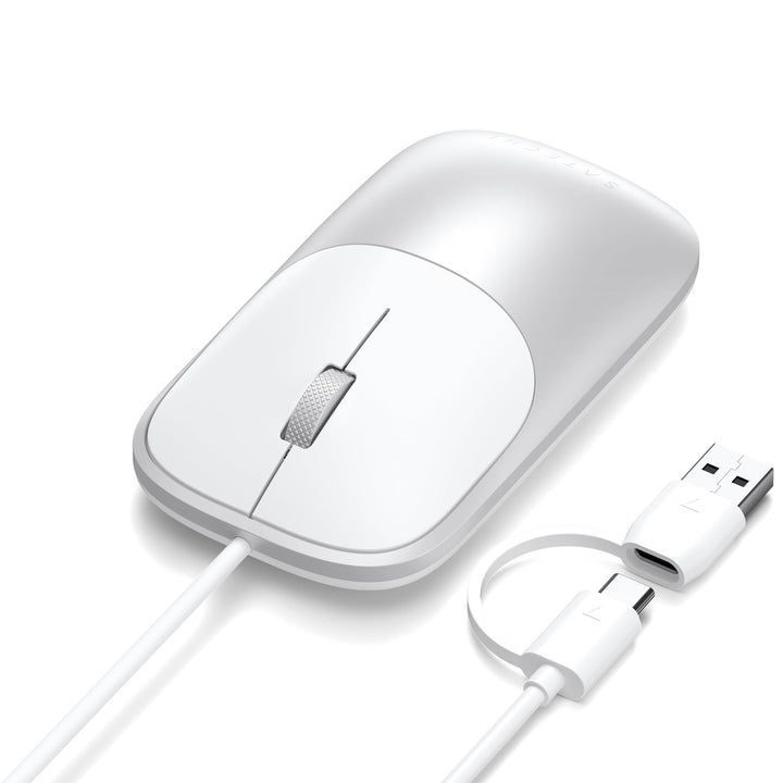 SATECHI Slim LX kabelgebundene USB-C Maus, Silber, Silber