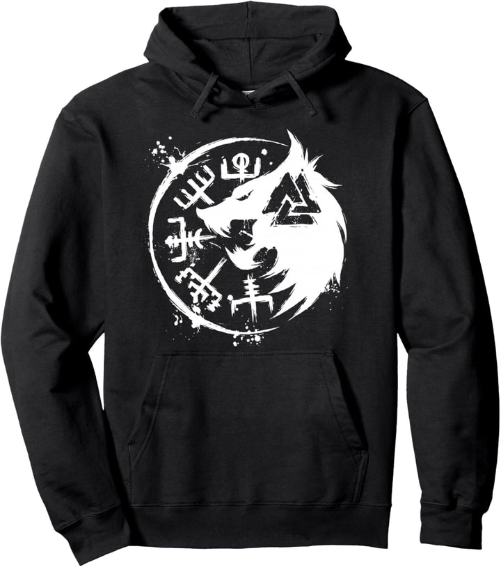 Fenrir Wolf Fenris-Wolf - Viking Vegvisir Valknut Pullover Hoodie