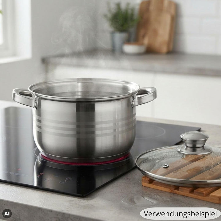4BIG.fun Kochtopf 2,9 L Edelstahl Suppentopf 18 cm mit Glasdeckel Induktion Schmortopf Bratentopf To