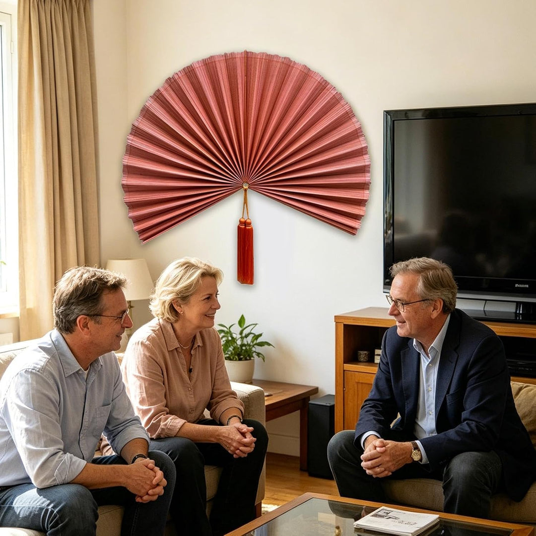 Fächer-Dekorationen für die Wand, 100 cm, hängbar, zusammenklappbar, mit Quaste, dekorative Faltfäch