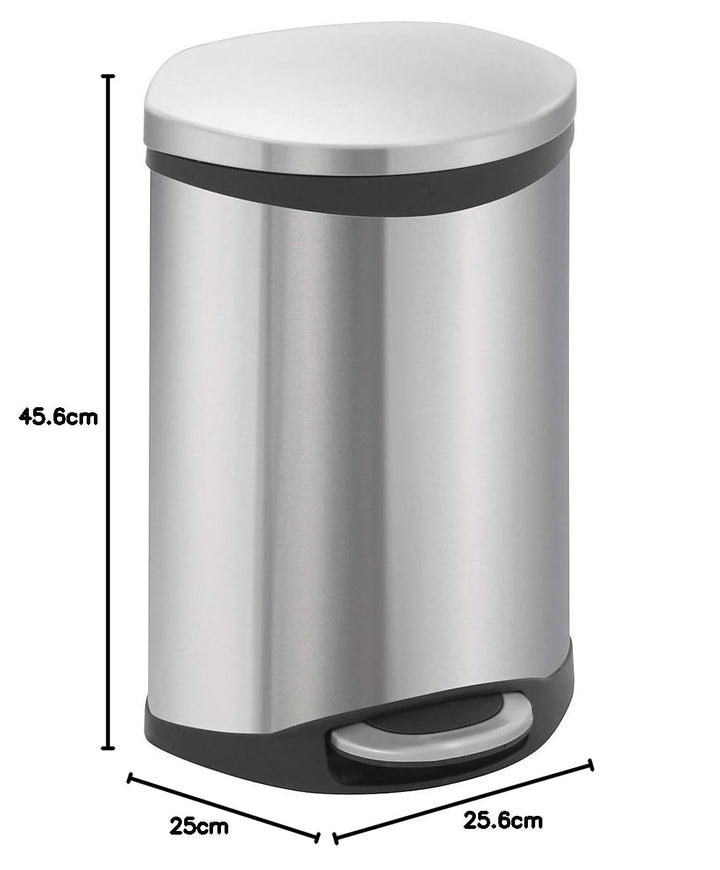 EKO Shell Bin Tritt-Mülleimer, 10 Liter, Edelstahl matt