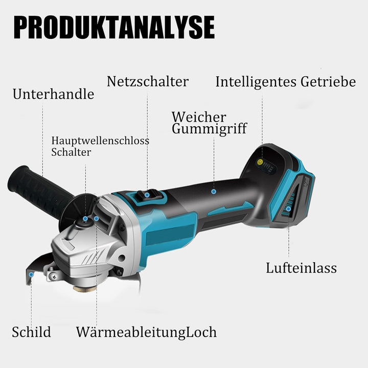 Akku-Winkelschleifer, Kompatibel mit Makita Bürstenlos,18V Trennschleifer Scheibe 125mm Schleifen，zu