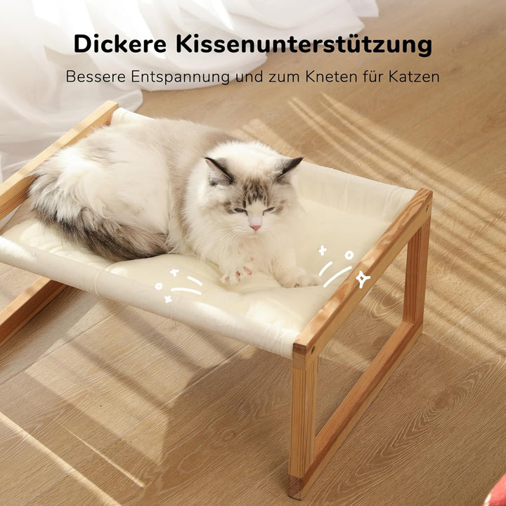 FUKUMARU Katzenbett, Plüsch-Samt-Katzenbetten für Indoor-Katzen, Katzenhängematte aus Holz, 50,8 x 4