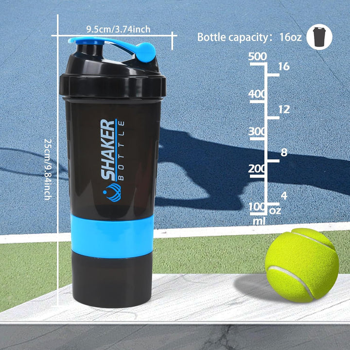Shaker-Flasche – Protein-Shaker-Becher mit Aufbewahrungsfächern, auslaufsichere Workout-Shake-Flasch