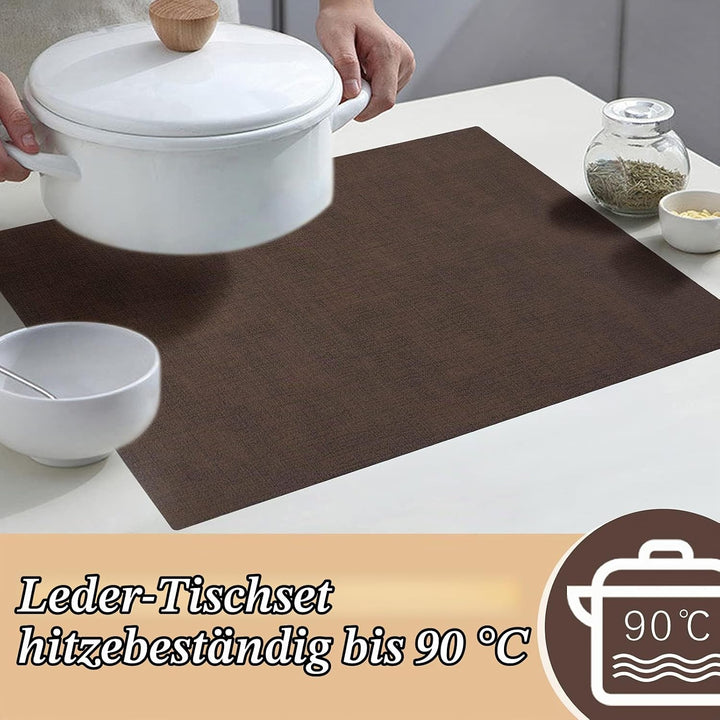 SUEH DESIGN Leder Tischsets 6er Set Tischsets Abwaschbar Lederoptik Platzdeckchen Hitzebeständiges P