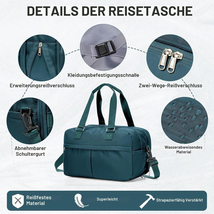 SEAFEW Reisetasche Damen Sporttasche 40x30x20 Ryanair Handgepäck Tasche Türkis 40x30x20cm(24L) 1, Tü