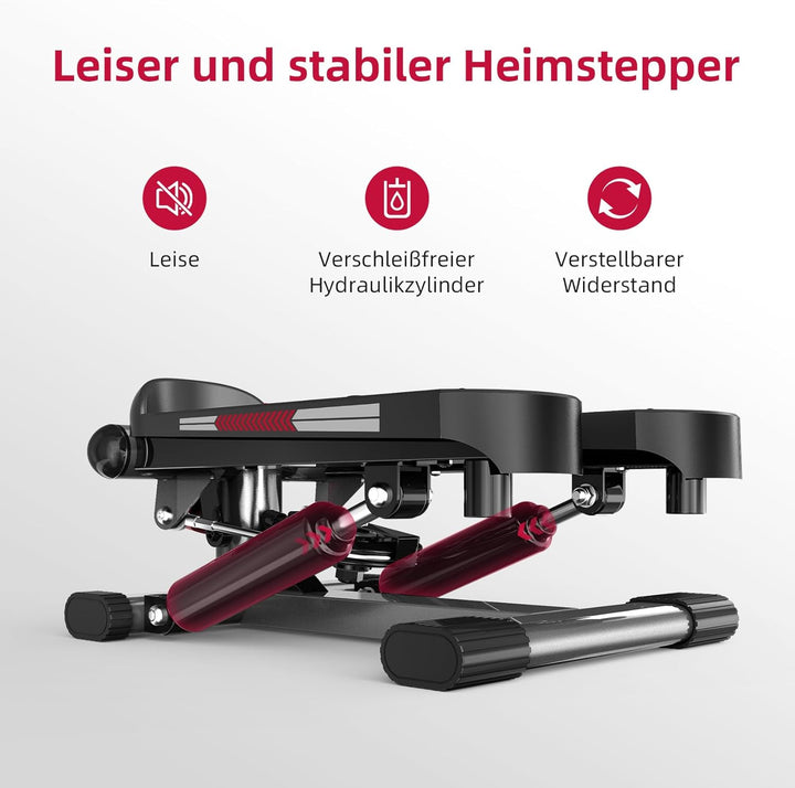 ST1 Mini-Stepper für Zuhause, 2-in-1 Up-Down Swing Stepper mit Power Ropes, LCD-Display, Einstellbar