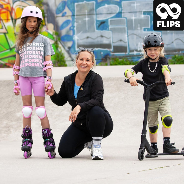 99FLIPS Knieschoner Kinder 3 Jahre Schoner Inliner Kinder - TÜV Rheinland GS Siegel [6er Set] FLASH