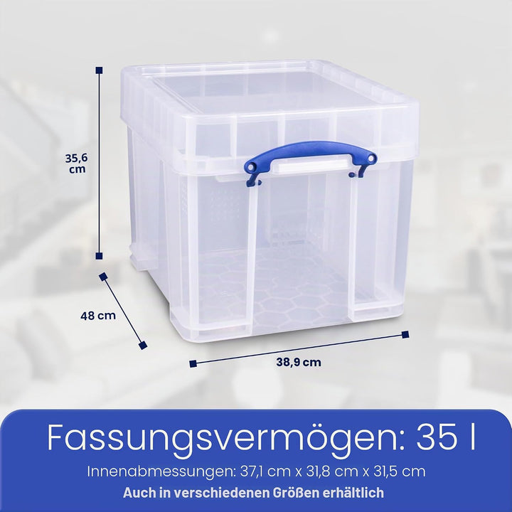 Really Useful Aufbewahrungsbox, 35 Liter, Grösse XL, transparent