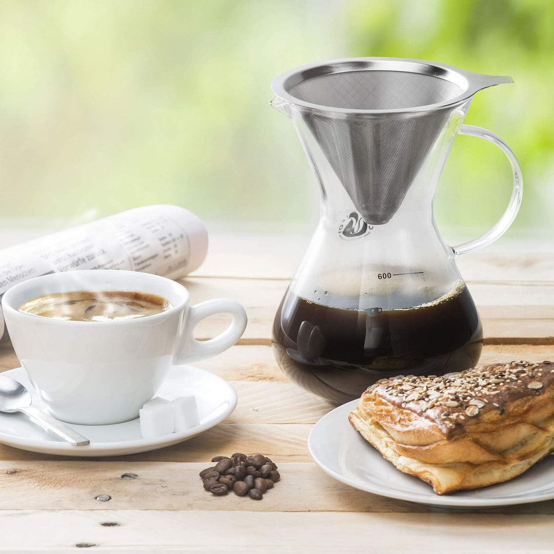 Coffee Fox® Kaffeebereiter Pour Over &amp; Cold Brew – 650 ml Glas Standard mit Griff, Standard mit Grif