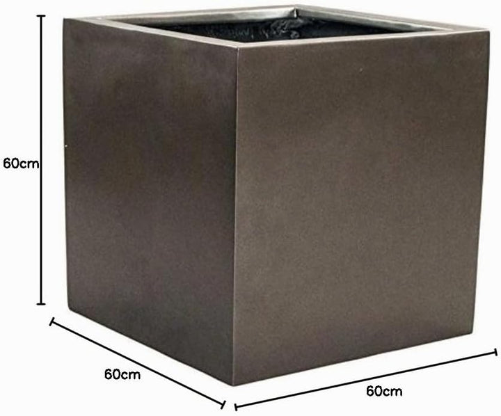 Eleganteinrichten Blumenkübel Fiberglas anthrazit metallic quadratisch 60x60x60cm