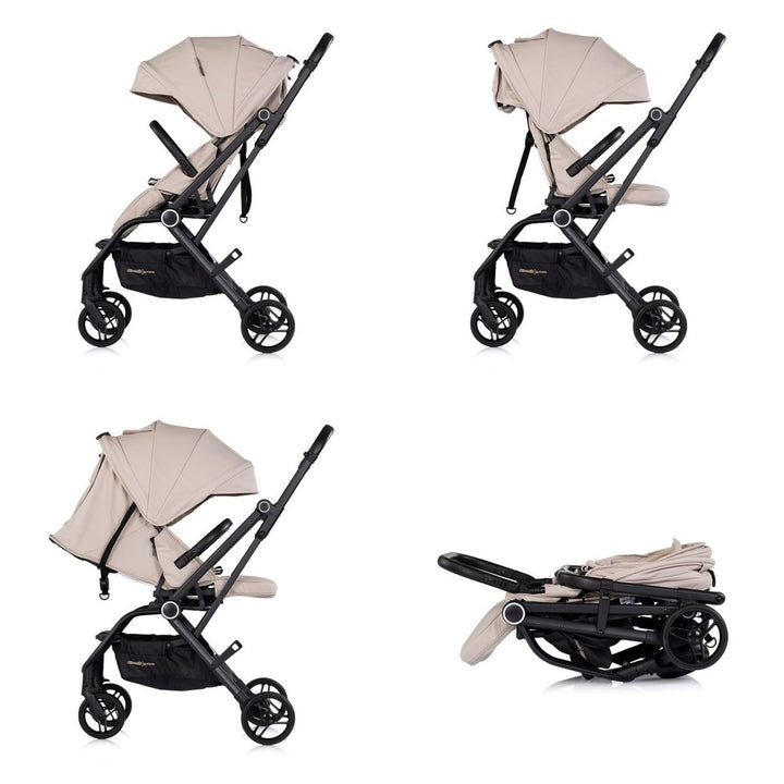 Chipolino Kinderwagen Go Twist Sitz drehbar PU-Reifen klappbar Federung Korb beige, beige