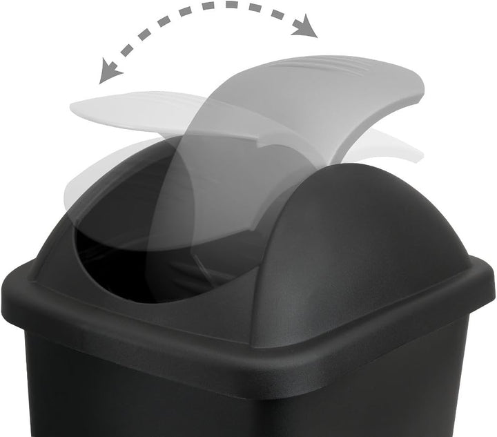 Stefanplast® Mülleimer mit Schwingdeckel, 60 Liter schwarz/silber, schwarz/silber