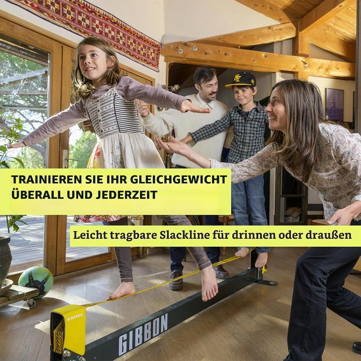 Gibbon SlackRack Classic | Indoor Slackline-System | 2m oder 3m Aufbaulänge | 5cm Breit | Höhe 30cm