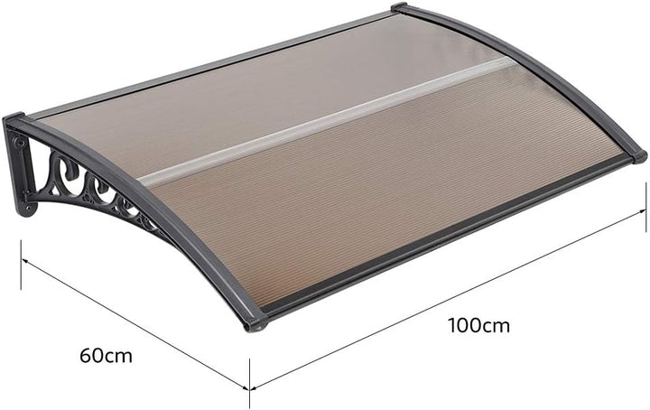 Vordach für Haustür, Überdachung Haustür aus Aluminium und Kompletten Polycarbonat-Hohlkammerplatte,