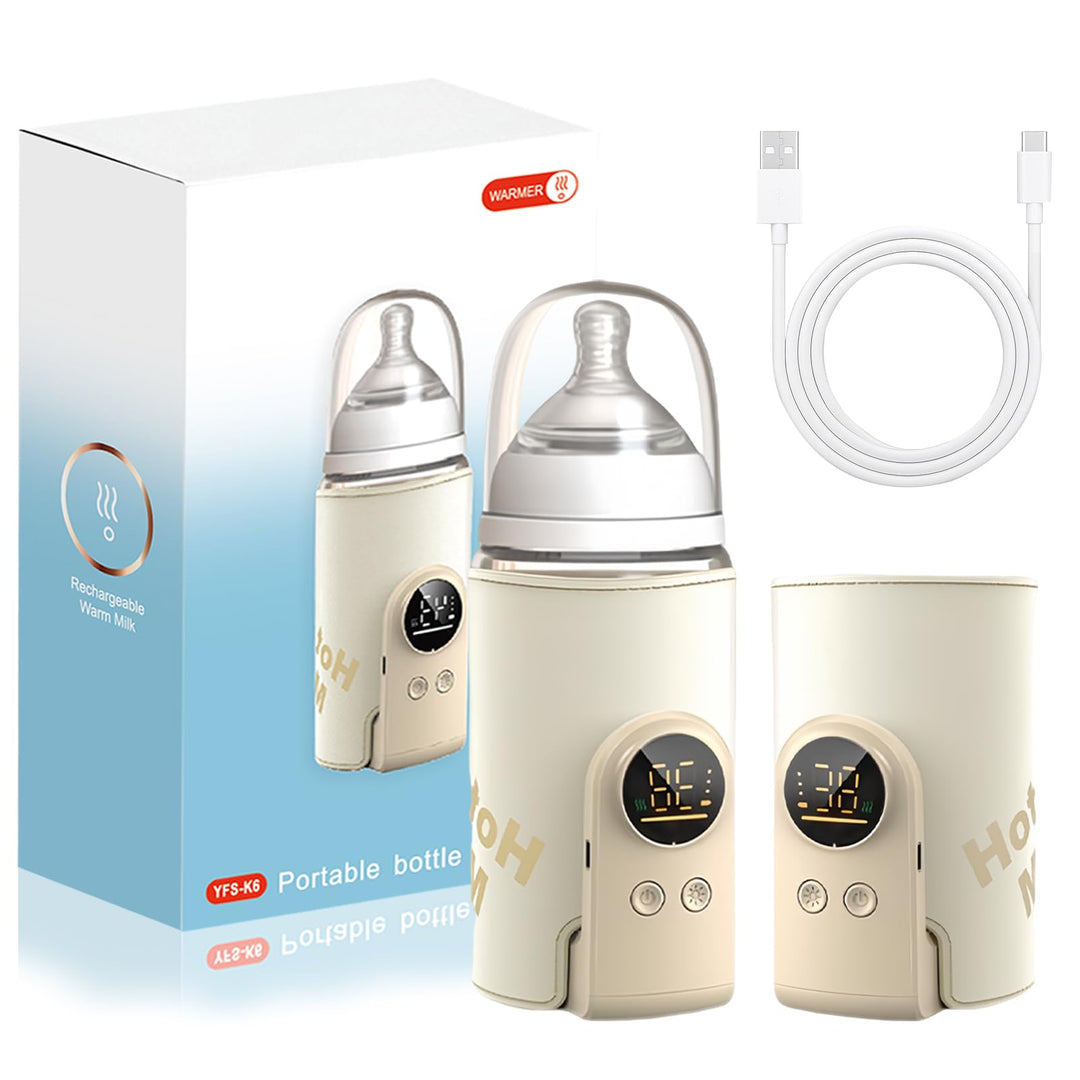 Flaschenwärmer Baby, Tragbarer Flaschenwärmer, Unterwegs mit LCD-Display USB-Ladung Babyflaschenwärm