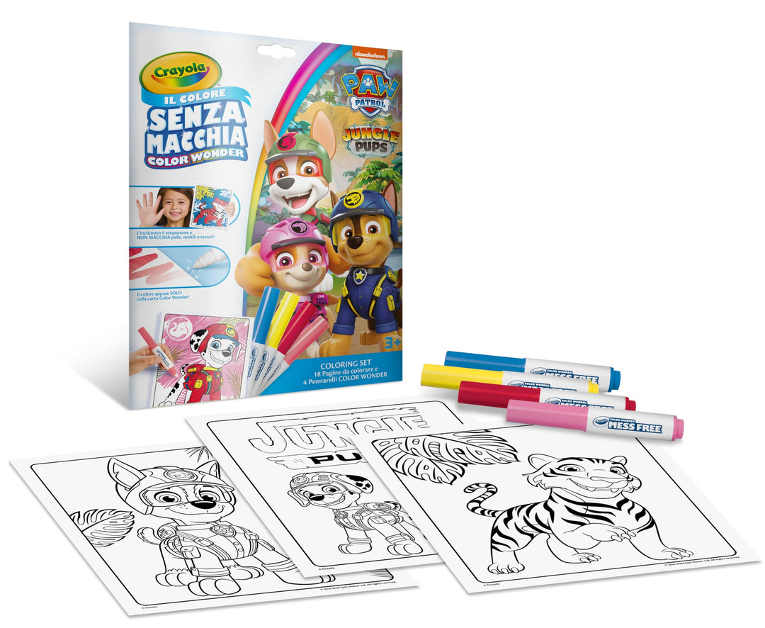 CRAYOLA Color Wonder, Coloring Set mit 18 Malvorlagen und 4 Filzstiften Paw Patrol, Paw Patrol