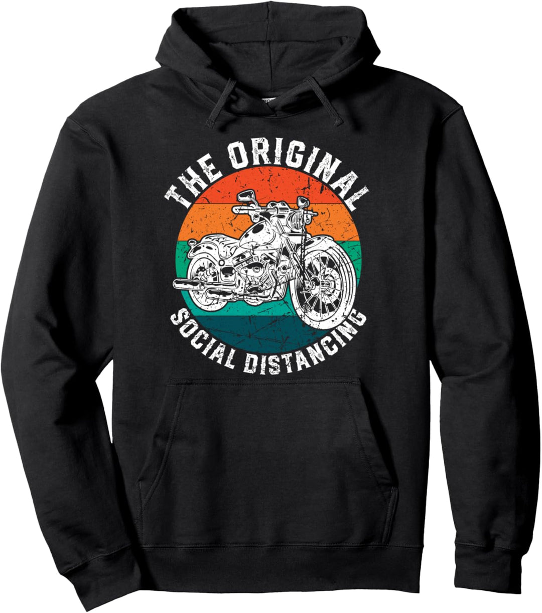 Funny Motorcycle Original Social Distancing Vintage Gift Pullover Hoodie