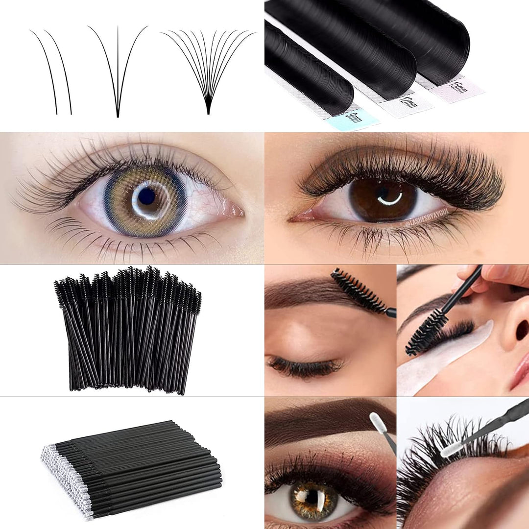 MeYuxg Zubehör für Wimpernverlängerung, Wimpern Extensions Set mit Einsteigerpraxis Pfropfen Wimpern
