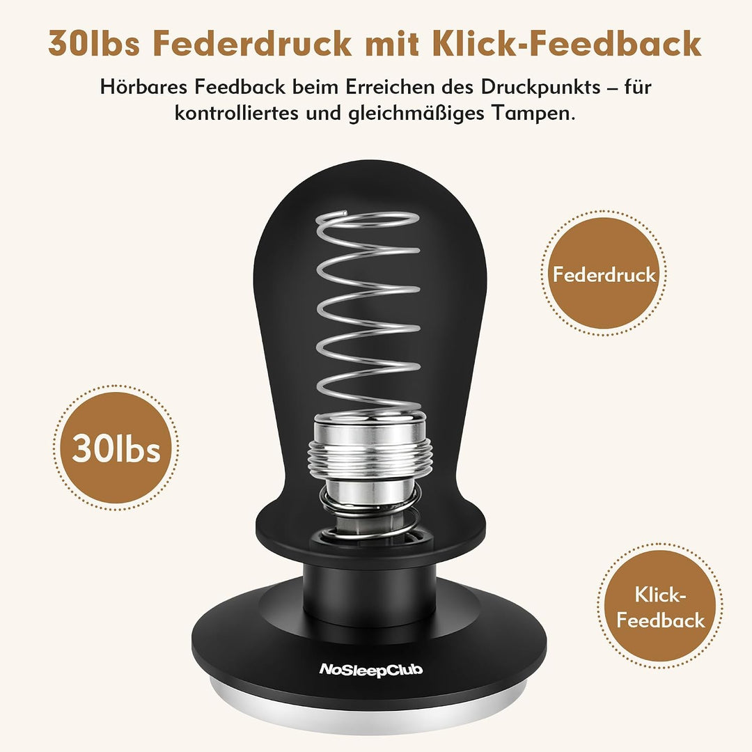 Espresso Tamper 51 mm, Kaffeestampfer mit 30 lbs Klick-Feedback 51mm, 51mm