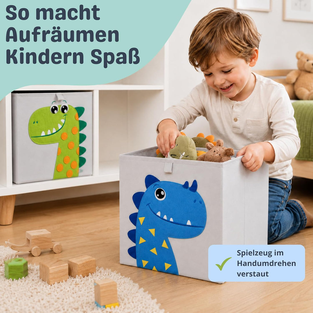 Aufbewahrungsbox Kinder - 33x33x33 cm - Faltbare Spielzeugkiste mit Tiermotiv - Ordnungsbox für Kall
