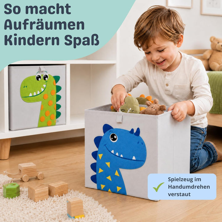 Aufbewahrungsbox Kinder - 33x33x33 cm - Faltbare Spielzeugkiste mit Tiermotiv - Ordnungsbox für Kall