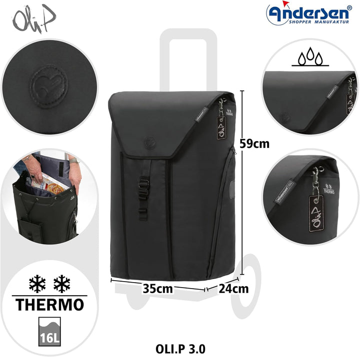 ANDERSEN Einkaufstrolley - Royal Shopper Oli.P 3.0 schwarz, Schwarz