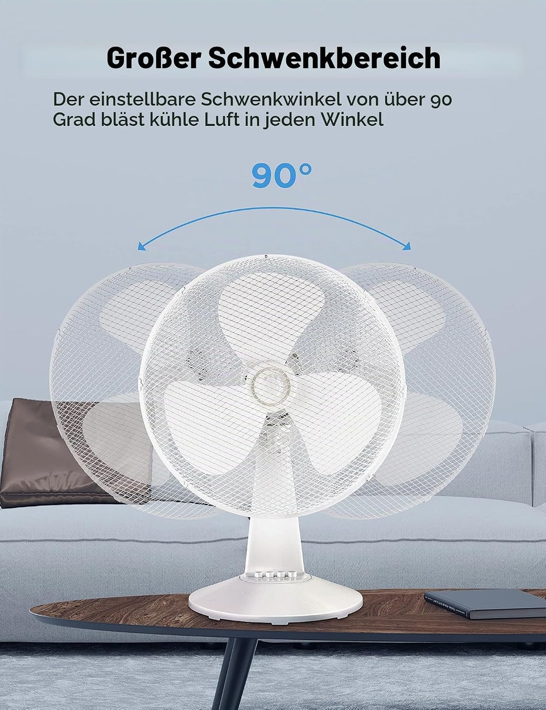 Midea FT40-21M Tischventilator, 40 W, Durchmesser 40 cm, leiser Ventilator mit 3 Flügeln, 3 Geschwin