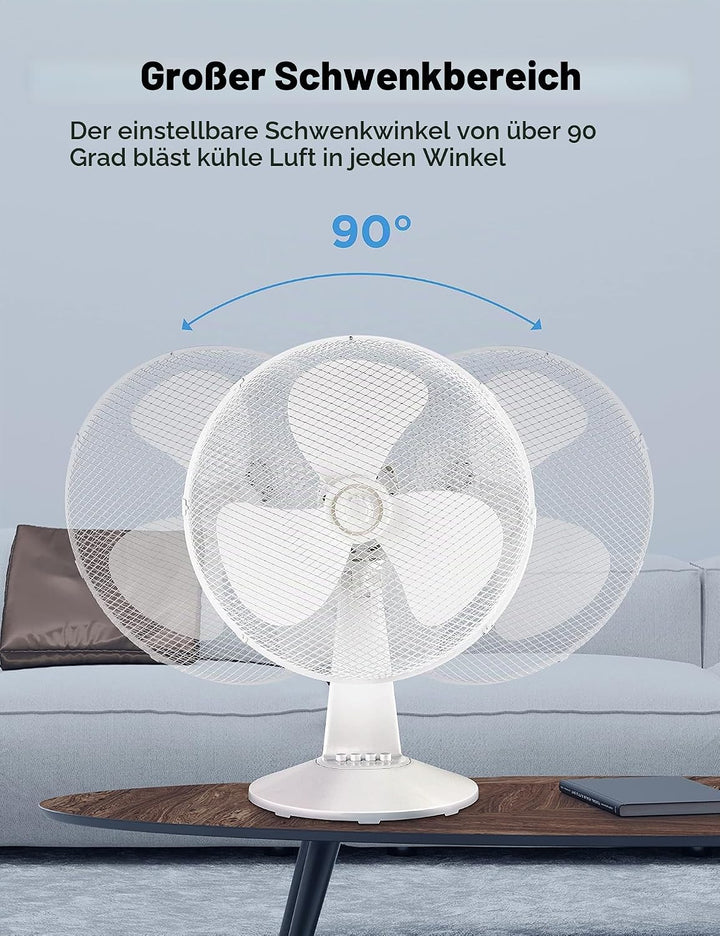 Midea FT40-21M Tischventilator, 40 W, Durchmesser 40 cm, leiser Ventilator mit 3 Flügeln, 3 Geschwin