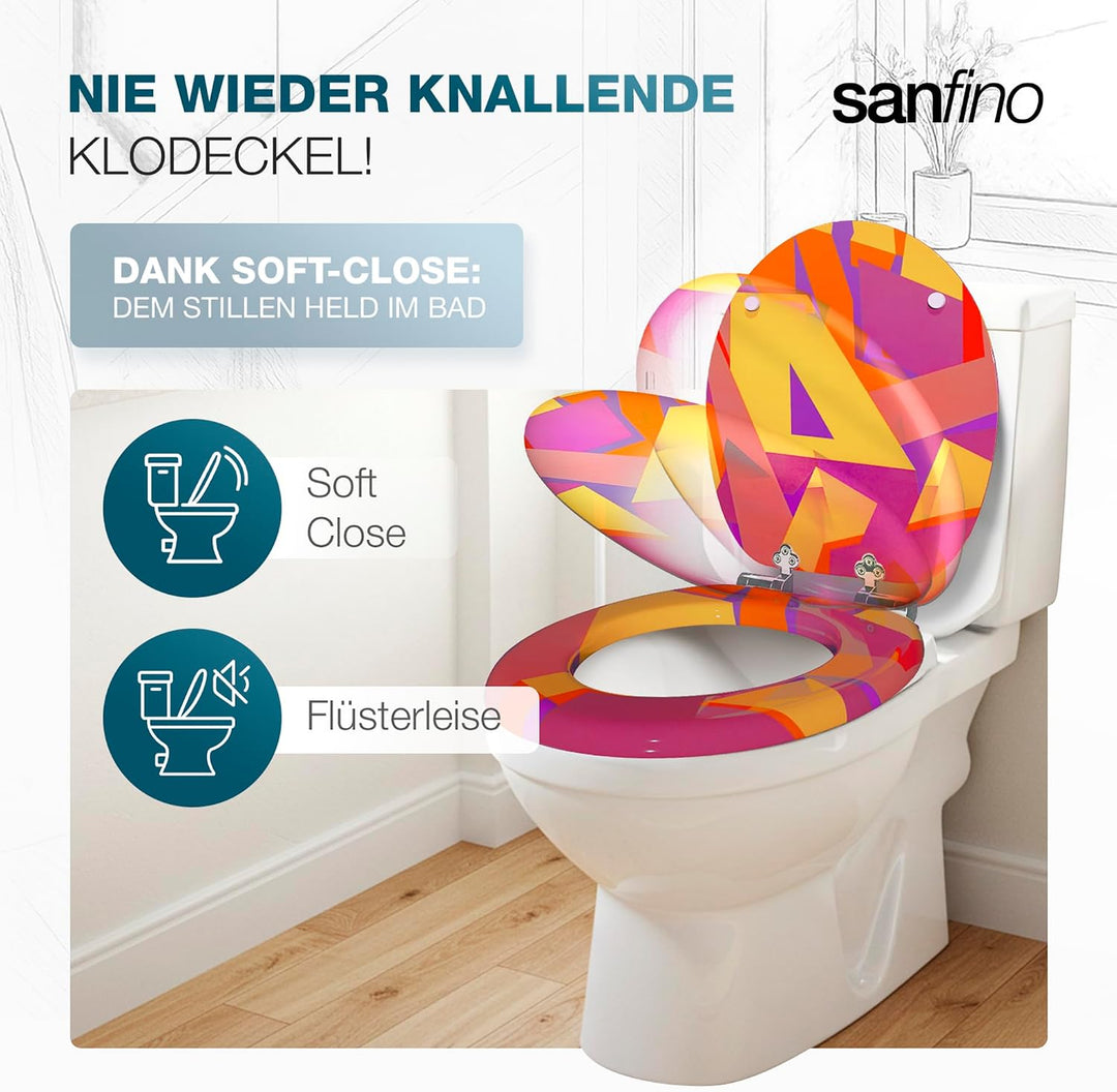 Premium WC Sitz mit Absenkautomatik – hochwertige Toilettendeckel aus Holz, viele bunte Motive, hohe