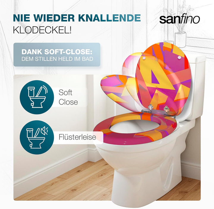 Premium WC Sitz mit Absenkautomatik – hochwertige Toilettendeckel aus Holz, viele bunte Motive, hohe